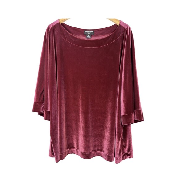Liz Claiborne Career Red Velvet Velour Short Sleeve Top Blouse Plus Size 4X - Picture 1 of 6